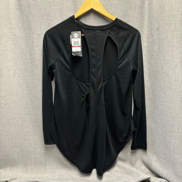 Under Armour Women’s Pindot Open Back Long Sleeve Shirt Long Hem Size XS NWT - Picture 6 of 11